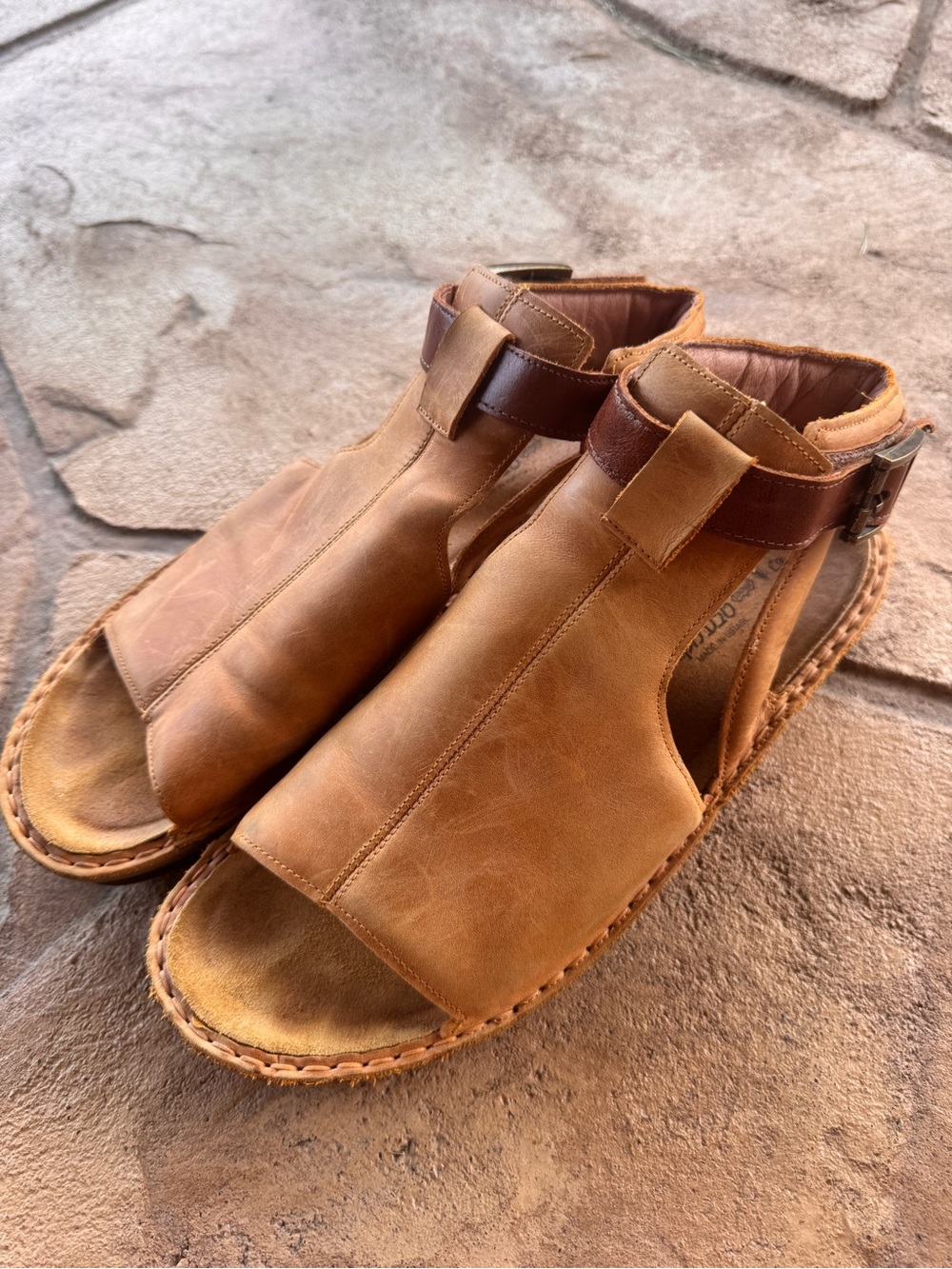 Naot Verbena Leather Ankle Strap Open Toe Comfort Wedge Sandals Tan Brown EU 40 - Picture 3 of 13